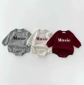 Повседневная толстовка для маленьких мальчиков и девочек, комбинезон с буквенным принтом, детский комбинезон с длинными рукавами