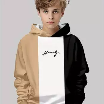 Повседневная толстовка с длинным рукавом и 3D-принтованным рисунком для мальчиков — удобная полиэстеровая смесь, идеально подходит для осени/зимы 100