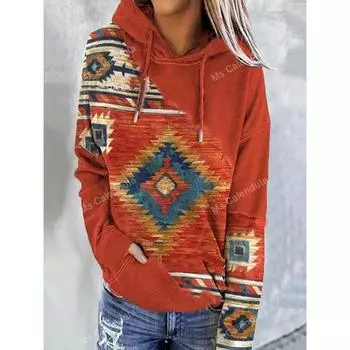 Повседневная толстовка с капюшоном в стиле ретро с 3D-принтом, с длинным рукавом, модная одежда S