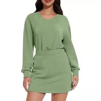 Повседневная толстовка, толстовка, юбка, соответствующий комплект, повседневный теннисный спортивный костюм для бега L армия зеленый