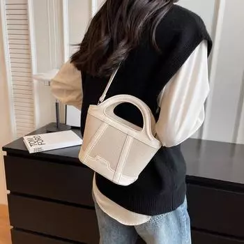 Повседневная трендовая сумка 2024 года, летняя новая сумка-ведро, модная простая сумка через плечо, простая сумка-мессенджер, женская сумка чёрный