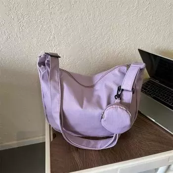 Повседневная трендовая сумка через плечо 2024 года, новая сумка, женская сумка в стиле ретро, модная простая сумка через плечо Without pendant чёрный