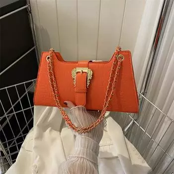 Повседневная трендовая сумка-мессенджер, маленькая квадратная сумка на цепочке, модная женская сумка 2024 года, летняя новая мода, простая сумка через плечо чёрный