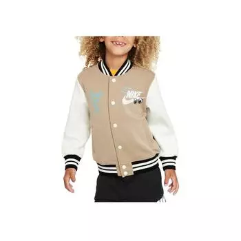 Повседневная трикотажная куртка Nike Color Block Letter Print Детские куртки цвета хаки FV3042-247 XS