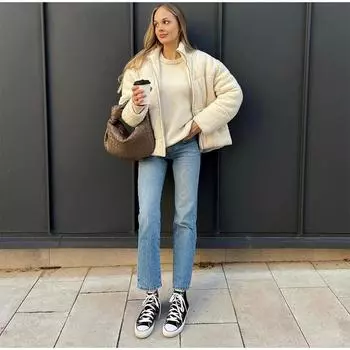 Повседневная трикотажная женская зимняя куртка, модное женское пальто с высоким воротом и молнией, с длинными рукавами, теплое новое однотонное женское пригородное пальто S белый