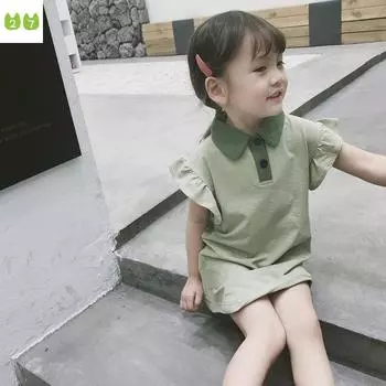 Повседневная юбка для девочек, модная детская длинная рубашка-поло средней длины 100cm