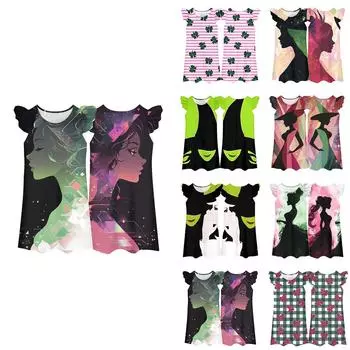 Повседневная юбка для девочек с летящими рукавами, подарок для девочек 110 армия зеленый