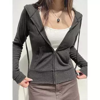 Повседневная уличная одежда Базовая толстовка с капюшоном и карманами Спортивный костюм Однотонные худи с длинным рукавом S темно серый