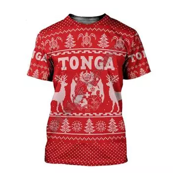 Повседневная уличная одежда с 3D принтом, флаг Тонги, национальный герб, культура, летняя футболка с короткими рукавами, мужская и женская S