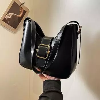 Повседневная универсальная фактурная сумка подмышкой женская новая трендовая сумка через плечо 2024 года корейская версия простая сумка-мессенджер чёрный