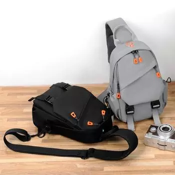 Повседневная универсальная мужская нагрудная сумка большой емкости простая сумка через плечо с зарядкой через USB сумка-мессенджер серый