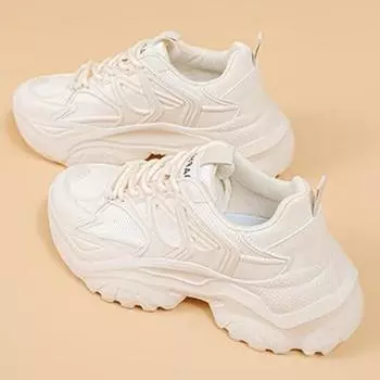 Повседневная универсальная обувь для папы на платформе. Новая женская обувь. Летние дышащие белые туфли. Женская универсальная спортивная обувь. 35 чёрный