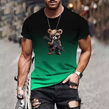 Повседневная универсальная повседневная, удобная и модная 3D мужская градиентная футболка с короткими рукавами свободного покроя летний топ M