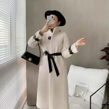 Повседневная универсальная шуба из ягненка, женская, средней и длинной длины, простая модная куртка Haining из овечьей шерсти с интегрированной стрижкой S