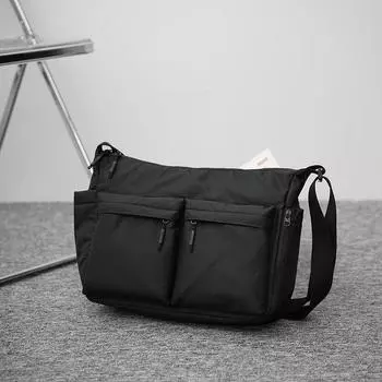 Повседневная универсальная спортивная ветрозащитная нейлоновая ткань сумка для инструментов через плечо подмышкой простая большая вместительная сумка-мессенджер сумка-тоут чёрный