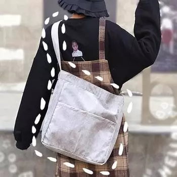 Повседневная универсальная сумка через плечо из холста для студенток Art Day на одно плечо Harajuku Простая тканевая сумка коричневый