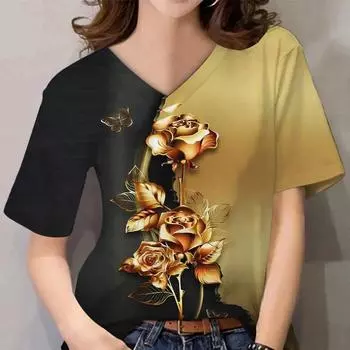 Повседневная универсальная женская футболка с 3D принтом Four Seasons, летняя индивидуальная женская футболка с короткими рукавами и животными, модный свободный женский топ S