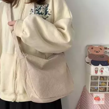 Повседневная вельветовая сумка через плечо, однотонная сумка, новая женская большая сумка