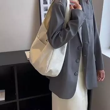 Повседневная вельветовая сумка на плечо для женщин, большая вместительная сумка для покупок, осенне-зимняя сумка с ручкой сверху, студенческие большие сумки 34x11x30cm чёрный