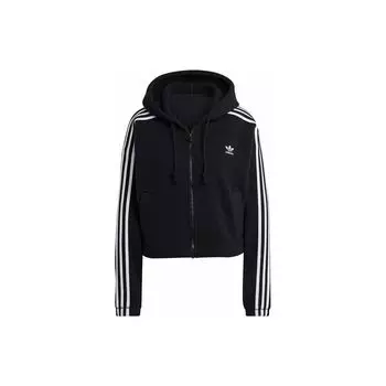 Повседневная ветровка с капюшоном и полосатым принтом Adidas, женская куртка, черная GN2811 M