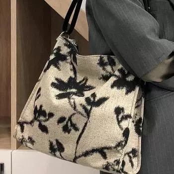 Повседневная вместительная сумка-тоут из парусины для женщин 2024 года, новая сумка высокого класса для поездок на работу и обратно чёрный