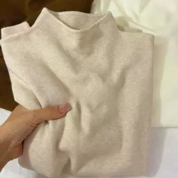 Повседневная водолазка с длинными рукавами, трикотажная базовая рубашка, женская зимняя осенняя однотонная тонкая теплая кофта в корейском стиле, простые топы, нижнее белье S чёрный