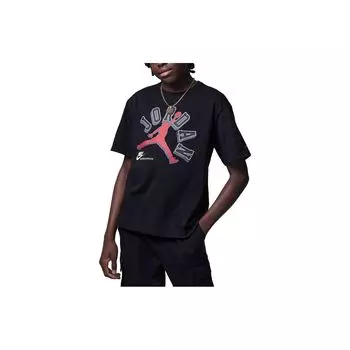 Повседневная вязаная футболка с короткими рукавами Jordan Varsity Jumpman с логотипом, детские топы, черный FV2530-010 L