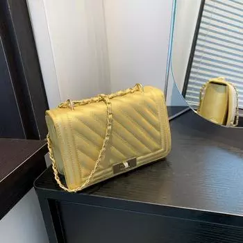 Повседневная вышитая нить застежка модная сумка через плечо 2024 весна новая цепочка персонализированная модная сумка-мессенджер маленькая квадратная сумка чёрный