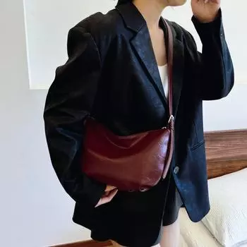 Повседневная высококачественная маленькая женская сумка 2024 года, новая модная ретро-универсальная сумка-мессенджер в иностранном стиле, сумка-пельмень на одно плечо чёрный