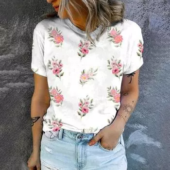 Повседневная высококачественная женская летняя свободная удобная футболка с короткими рукавами, уличная мода, новая футболка с круглым вырезом S