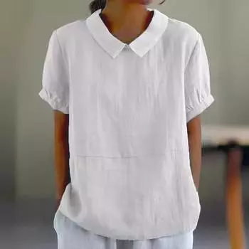 Повседневная женская блузка, винтажная однотонная женская блузка с воротником Питера Пэна S розовый