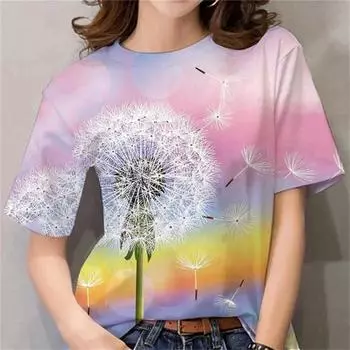 Повседневная женская футболка с 3D принтом Four Seasons, всесезонная летняя повседневная модная свободная женская футболка с короткими рукавами 5XL