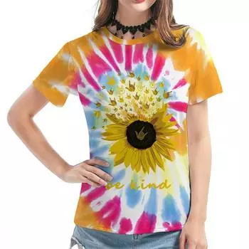 Повседневная женская футболка с градиентом и 3D-картиной с забавным узором, летняя модная свободная женская футболка с короткими рукавами, топ 6XL