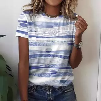 Повседневная женская футболка Urban Round Neck с 3D-принтом Slim Fit S