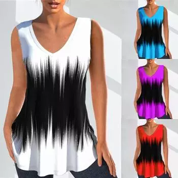 Повседневная женская майка без рукавов с v-образным вырезом и принтом S красный