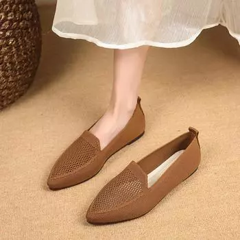 Повседневная женская обувь 2025 года, весна-лето, новые ретро туфли на плоской подошве, однотонные туфли с острым носком, одна педаль 35 синий