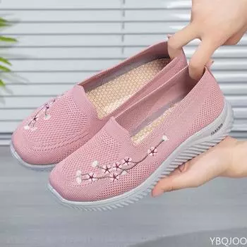 Повседневная женская обувь без шнуровки на плоской подошве, модные универсальные женские кроссовки, мягкая удобная прогулочная обувь, легкая дышащая обувь 35 розовый
