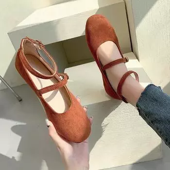 Повседневная женская обувь Modis женские мокасины на плоской подошве с квадратным носком 2024 года из натуральной кожи ретро платье удобные однотонные пряжки 35 бежевый