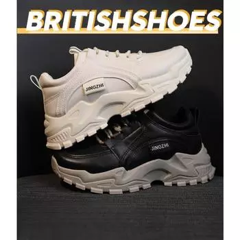 Повседневная женская обувь на толстой подошве, дышащая спортивная обувь на шнуровке 36 чёрный