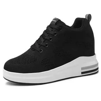 Повседневная женская обувь на увеличенном каблуке, удобные дышащие кроссовки на танкетке, модные кроссовки для бега на шнуровке Tnis Branco 34