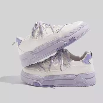 Повседневная женская обувь. Новые белые туфли на платформе. Женская подходящая юбка с внутренней стороны. Нишевые кроссовки. Фиолетово-белые туфли. Лето. 35 темно-коричневого