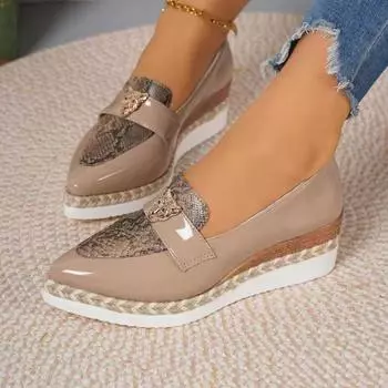 Повседневная женская обувь Повседневная обувь на танкетке для женщин Туфли на платформе Золотистые женские мокасины Chaussure Femme 36