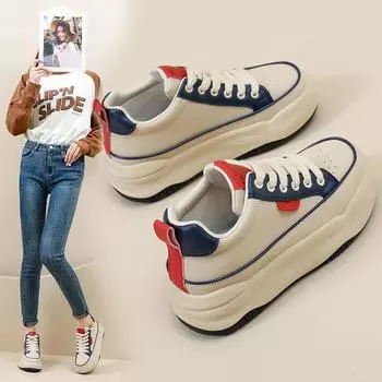 Повседневная женская обувь с высоким берцем на осень и зиму, новые белые туфли в корейском стиле, студенческая повседневная обувь на платформе со средней посадкой, модная Xw710 35