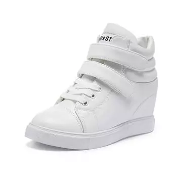 Повседневная женская обувь, увеличивающая рост, на плоской подошве, со шнуровкой, одинарные туфли на толстой подошве, студенческие туфли, кроссовки на платформе 34 белый