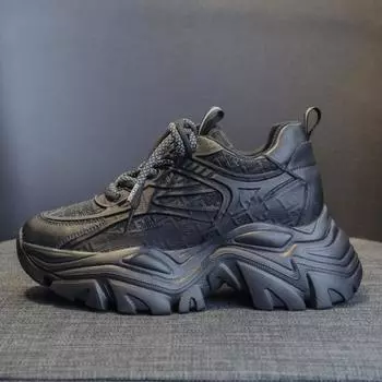 Повседневная женская обувь весна/лето новые папины туфли толстая подошва внутренняя увеличивающая рост спортивная обувь женские кроссовки женская роскошь 34 чёрный