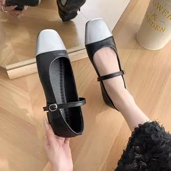 Повседневная женская обувь женская обувь Modis Toe Dress Новинка 2024 года, резиновые туфли Мэри Джейн, однотонные, на шнуровке, без застежек, для отдыха, из искусственной кожи 35 чёрный