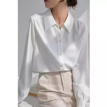Повседневная женская рубашка, белая рубашка с длинными рукавами, женская, для холодного ветра, для женщин, для пожилых, с чувством профессионального темперамента, драпированная, устойчивая к складкам блузка S белый