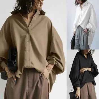 Повседневная женская рубашка с длинными рукавами в стиле ретро, весна-осень, свободная, ленивая, универсальная рубашка, топ для женщин M белый