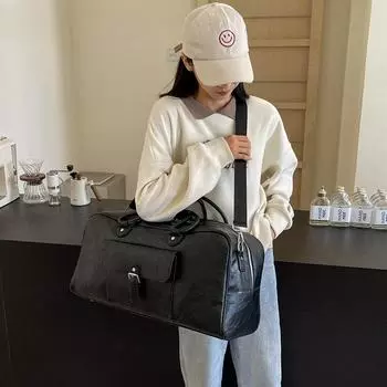 Повседневная женская сумка большой вместимости 2024 года, новая модная сумка-мессенджер для деловых поездок, простая портативная короткая дорожная сумка чёрный