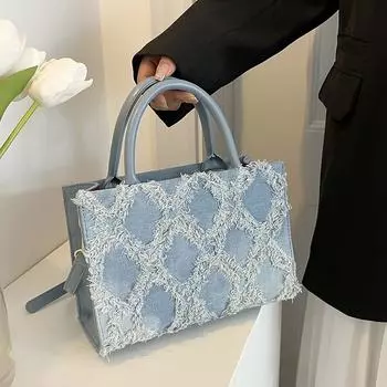 Повседневная женская сумка через плечо из джинсовой ткани, высококачественная сумка-мессенджер, роскошный дизайн, новая мода